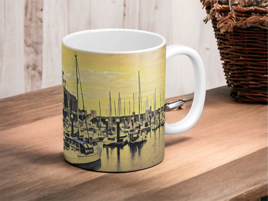 Golden Hour over Whitehaven Harbour Mug