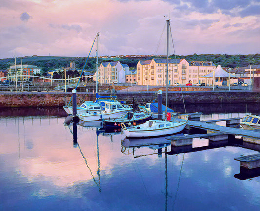 Reflections on Whitehaven Harbour Greeting Card