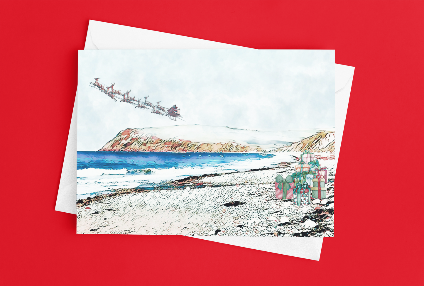 Santa's Up, up and away from St Bees Beach