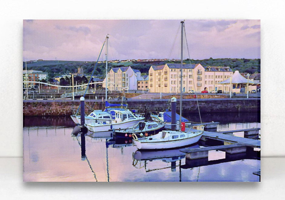 Reflections on Whitehaven Harbour Canvas