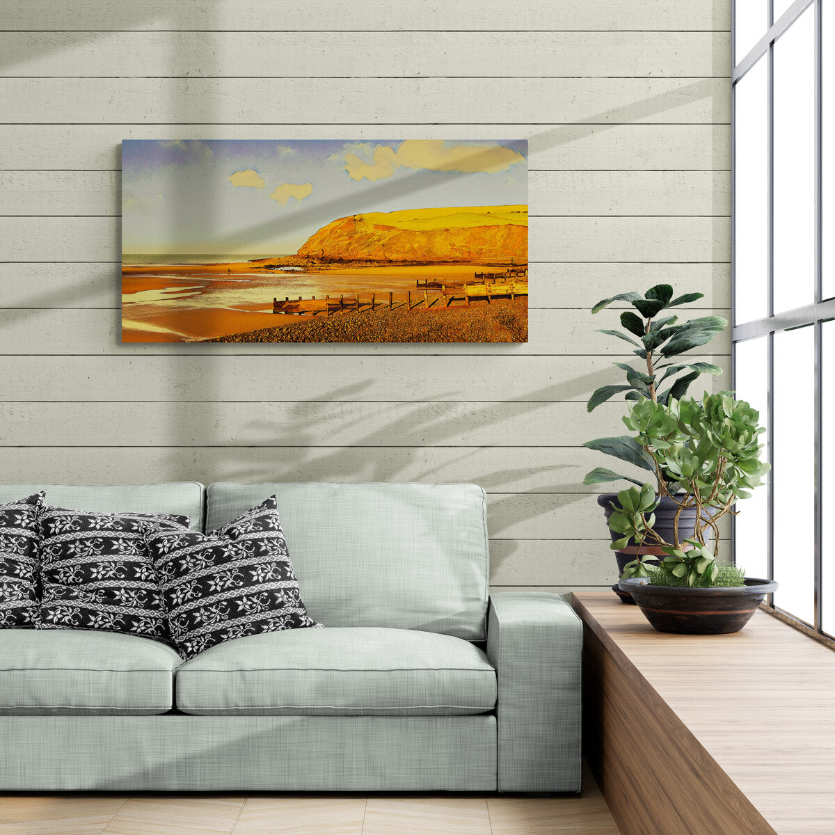 Sunlight Over St Bees Beach Canvas
