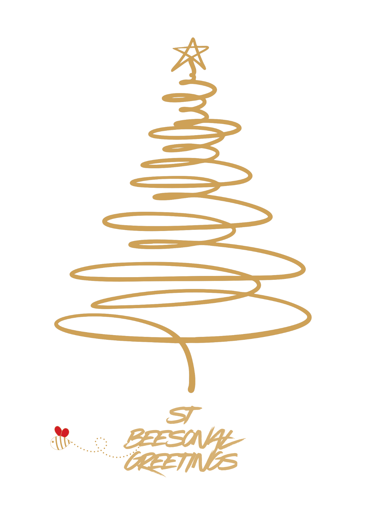 St Beesonal Greetings Christmas Card (gold swirl)
