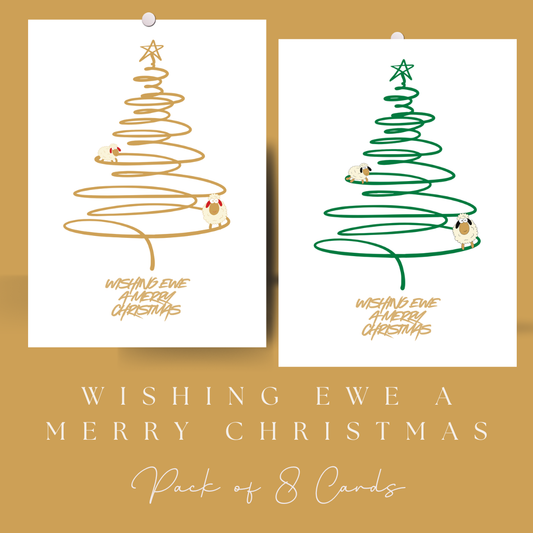 Wishing Ewe a Merry Christmas Cards 8 Pack