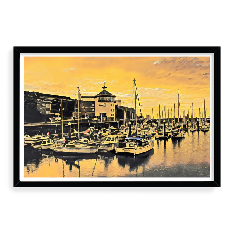 Golden Hour over Whitehaven Harbour Framed Art Print