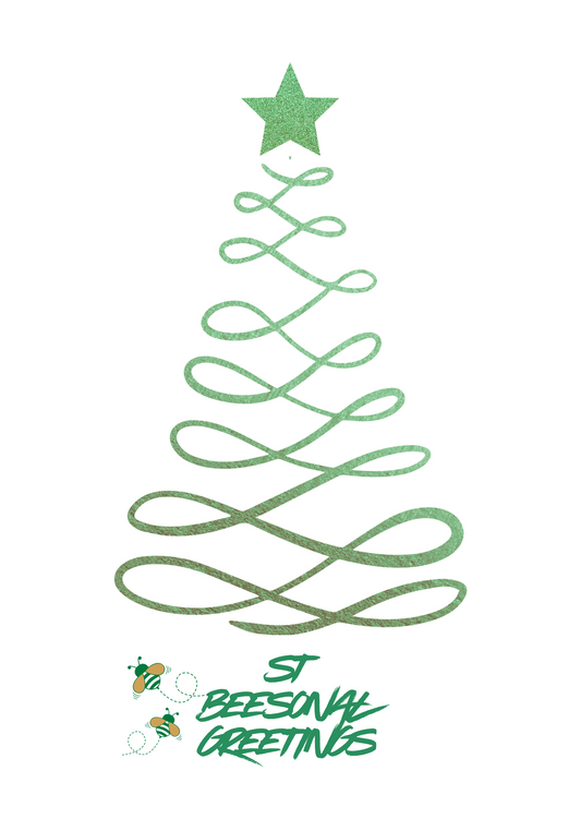 St Beesonal Christmas Card (green squiggle)