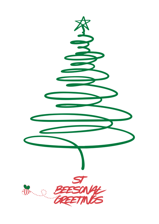 St Beesonal Christmas Card (green swirl)