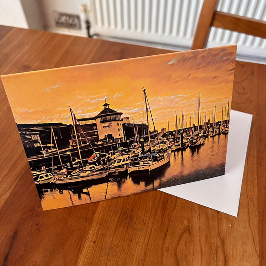 Golden Hour over Whitehaven Harbour Greeting Card