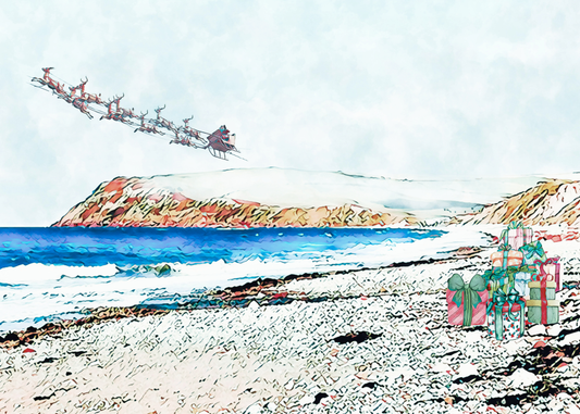 Santa's Up, up and away from St Bees Beach