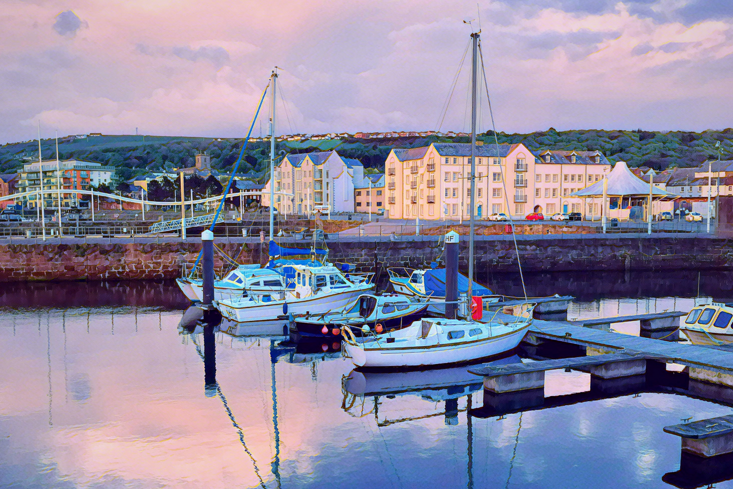 Reflections on Whitehaven Harbour Canvas