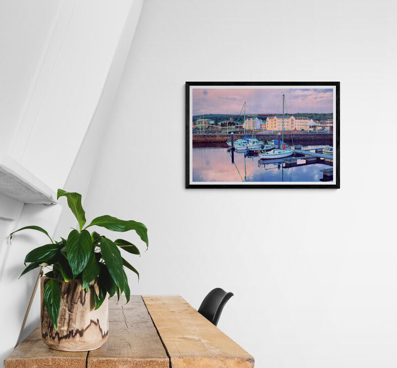 Reflections on Whitehaven Harbour Framed Art Print