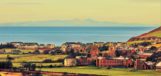 View over St Bees Village and Isle of Man Greeting Card