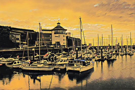 Golden Hour over Whitehaven Harbour Canvas