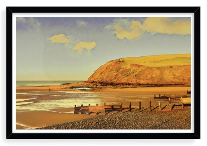 Sunlight over St Bees Beach Framed Art Print