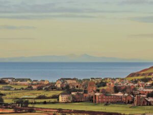 View over St Bees Village and Isle of Man