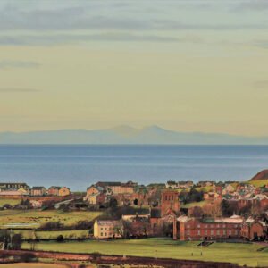 View over St Bees Village and Isle of Man