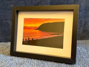 St Bees Beach Golden Hour Print in A5 Frame