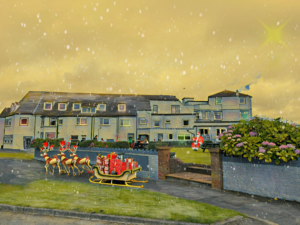 Santa Takes a Break Seacote Hotel Christmas Card