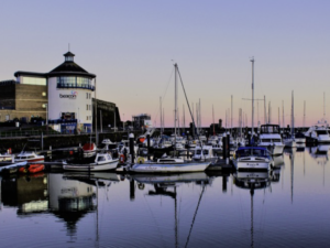 Sunrise over Whitehaven Harbour and the Beacon Greeting Card